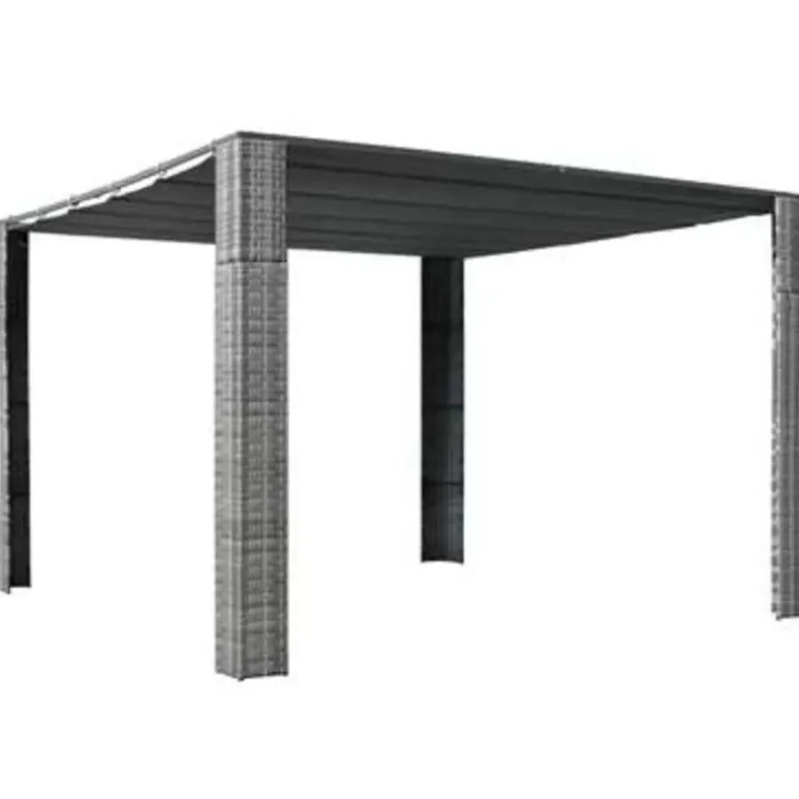 Terrasoverkappingen-vidaXL - Prieel - Antraciet - Poly rattan - 300 x 300 x 220 cm