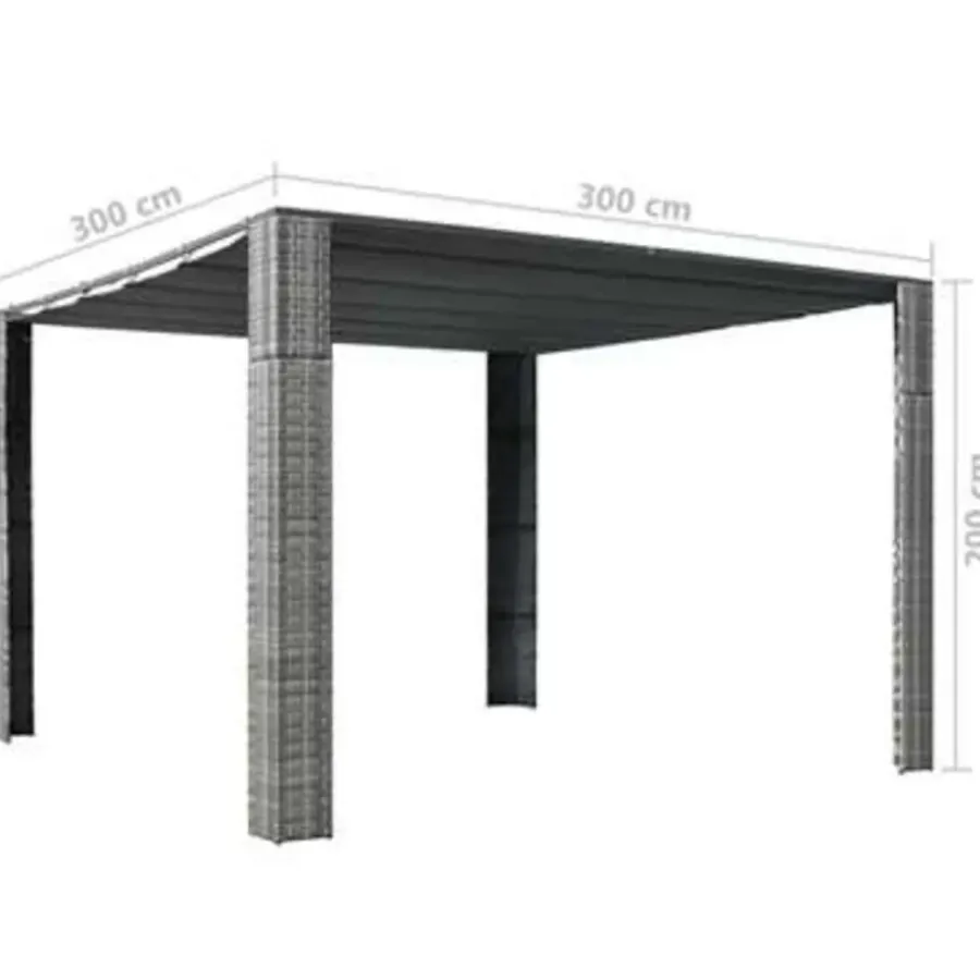 Terrasoverkappingen-vidaXL - Prieel - Antraciet - Poly rattan - 300 x 300 x 220 cm
