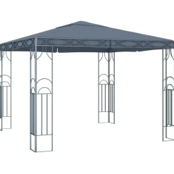 Terrasoverkappingen-vidaXL - Prieel Met Lichtslinger - Antraciet - Stof - 300 x 300 cm