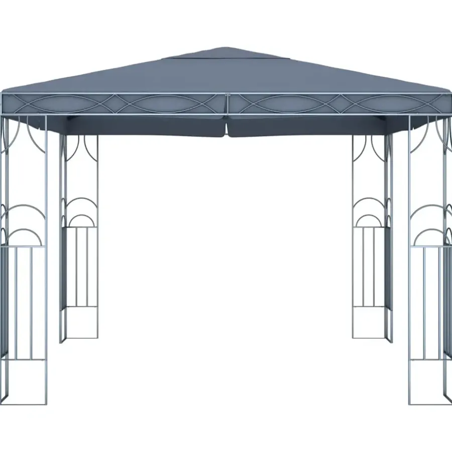 Terrasoverkappingen-vidaXL - Prieel Met Lichtslinger - Antraciet - Stof - 300 x 300 cm