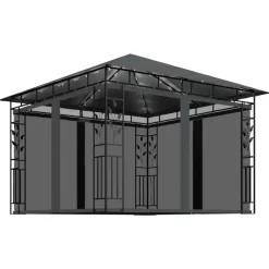 vidaXL - Prieel Met Lichtslinger - Antraciet - Stof - 3 x 3 x 2.73 m