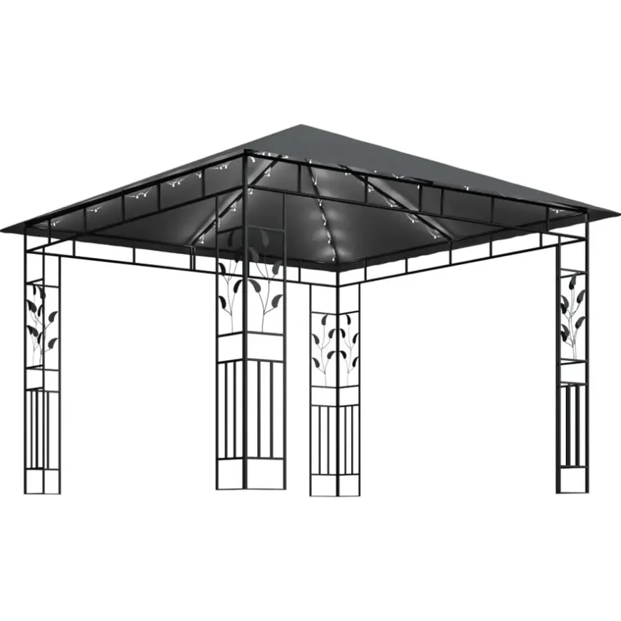 vidaXL - Prieel Met Lichtslinger - Antraciet - Stof - 3 x 3 x 2.73 m