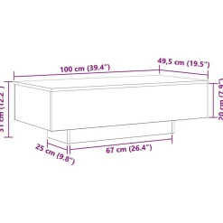 vidaXL - Rechthoekige Salontafel - Zwart eiken - Bewerkt hout - 100x49.5x31 cm