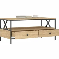 Salontafels-vidaXL - Rechthoekige Salontafel met 2 lades - Sonoma eiken - Hout - 100x51 cm