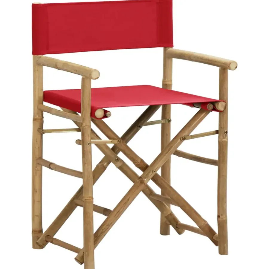 vidaXL - Regisseursstoel - Rood - Bamboe en stof - 2 stuks - Inklapbaar