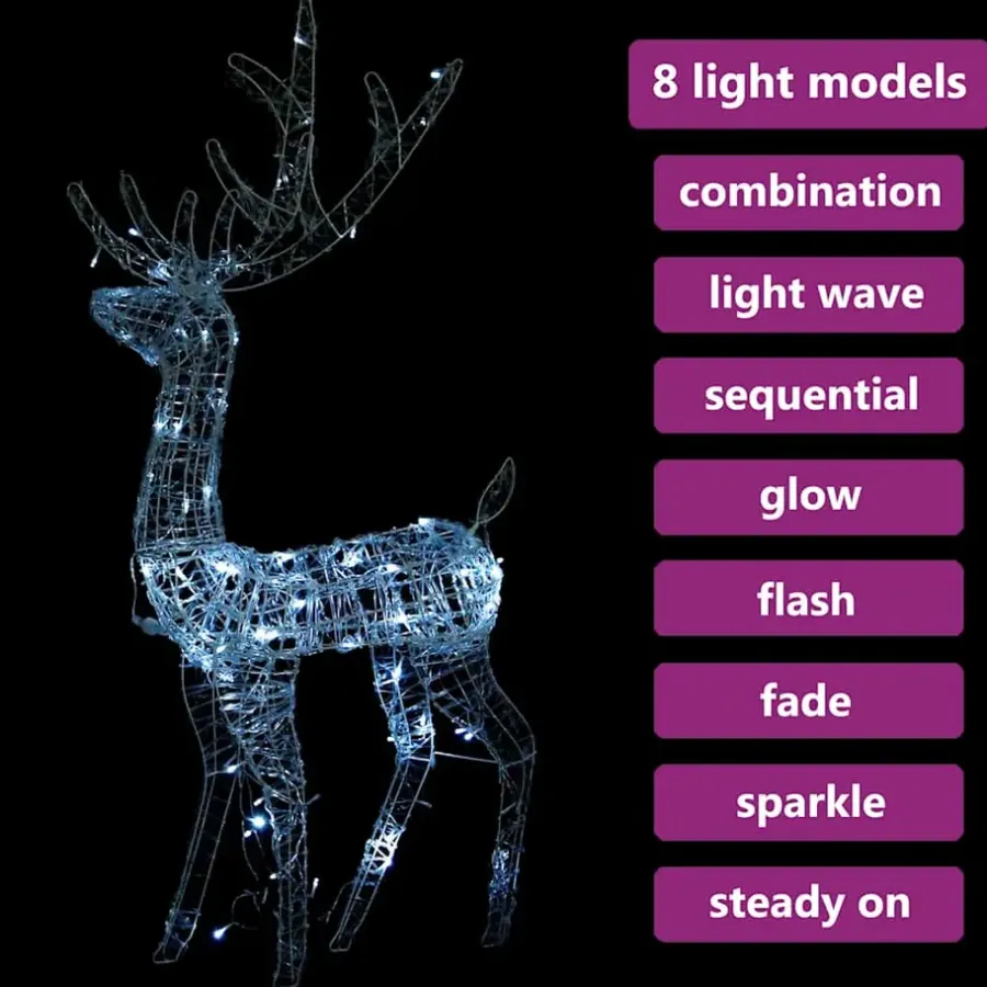 Kerstverlichting-vidaXL - Rendier Kerstdecoratie - Koudwit - 70 x 41 x 120 cm