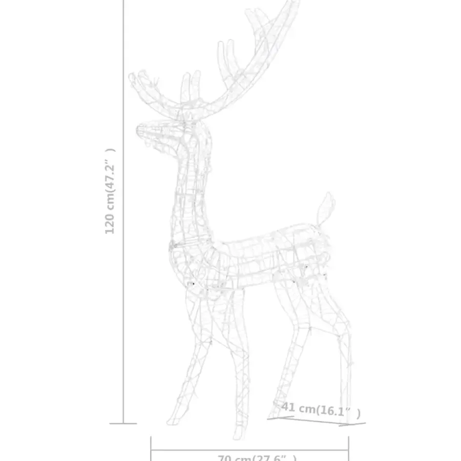 Kerstverlichting-vidaXL - Rendier Kerstdecoratie - Koudwit - 70 x 41 x 120 cm