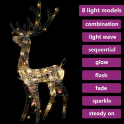 Kerstverlichting-vidaXL - Rendier Kerstdecoratie - Multicolour - 70 x 41 x 120 cm
