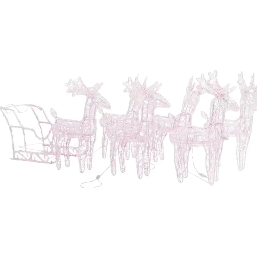 Kerstverlichting-vidaXL - Rendieren En Slee Kerstversiering - Warmwit - 43 x 11 x 55 cm (4 stuks)