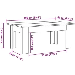 vidaXL - Salontafel - Grijs - Bewerkt hout - 100 x 60 x 42 cm