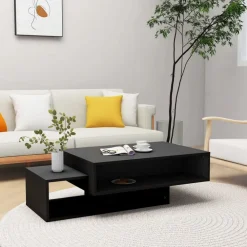 Salontafels-vidaXL - Salontafel - Zwart - Bewerkt hout
