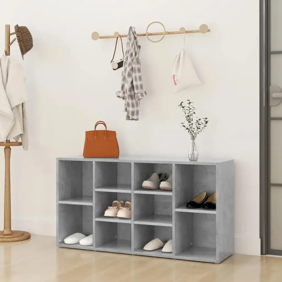 vidaXL - Schoenenbank - Grijs - Bewerkt hout - 103x30x55 cm