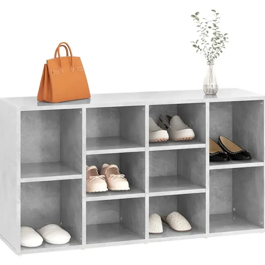 vidaXL - Schoenenbank - Grijs - Bewerkt hout - 103x30x55 cm