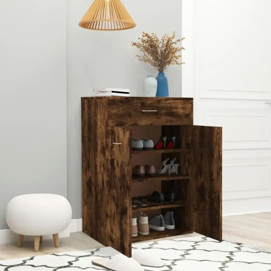 Schoenenkasten-vidaXL - Schoenenkast - Bruin - Bewerkt hout