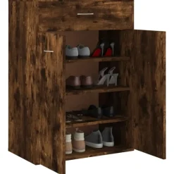 Schoenenkasten-vidaXL - Schoenenkast - Bruin - Bewerkt hout