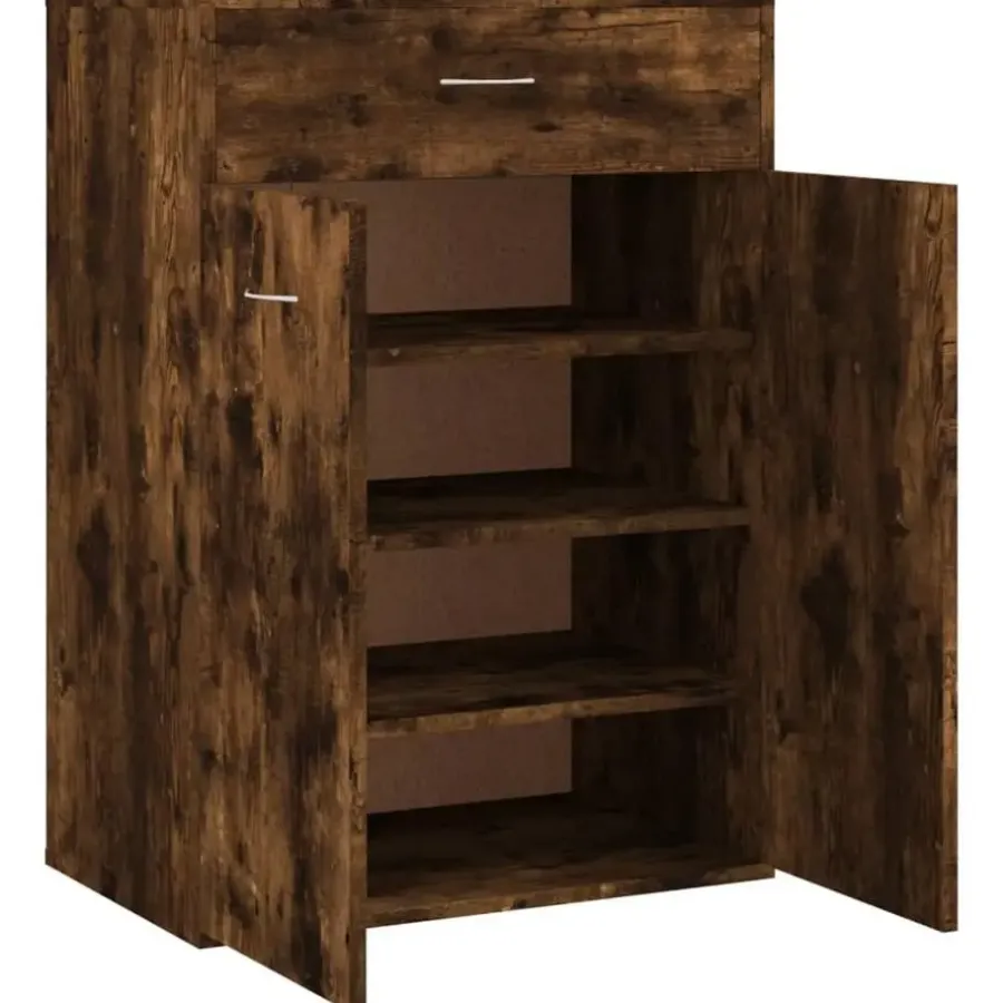 Schoenenkasten-vidaXL - Schoenenkast - Bruin - Bewerkt hout