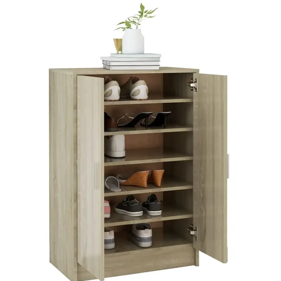 vidaXL - Schoenenkast - Bruin - Bewerkt hout - 60 x 35 x 92 cm