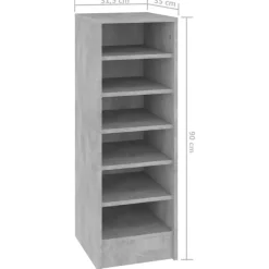 vidaXL - Schoenenkast - Grijs - Bewerkt hout - 31.5 x 35 x 92 cm