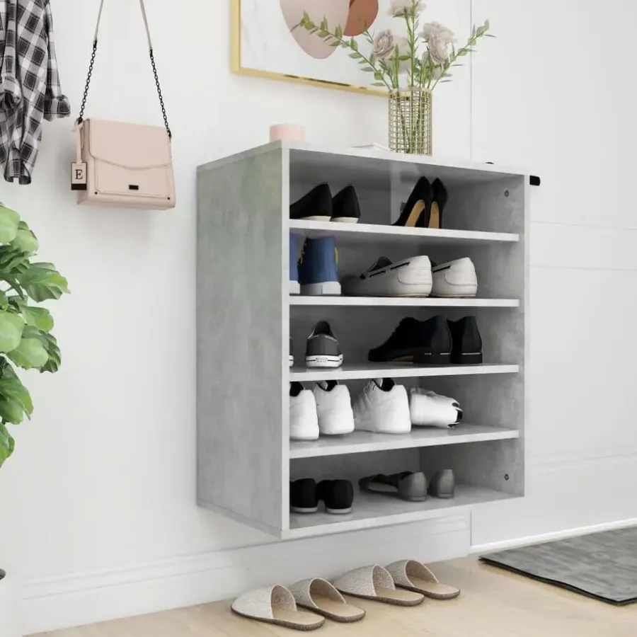 Kledingopbergers-vidaXL - Schoenenkast - Grijs - Bewerkt hout - 60 x 35 x 70 cm