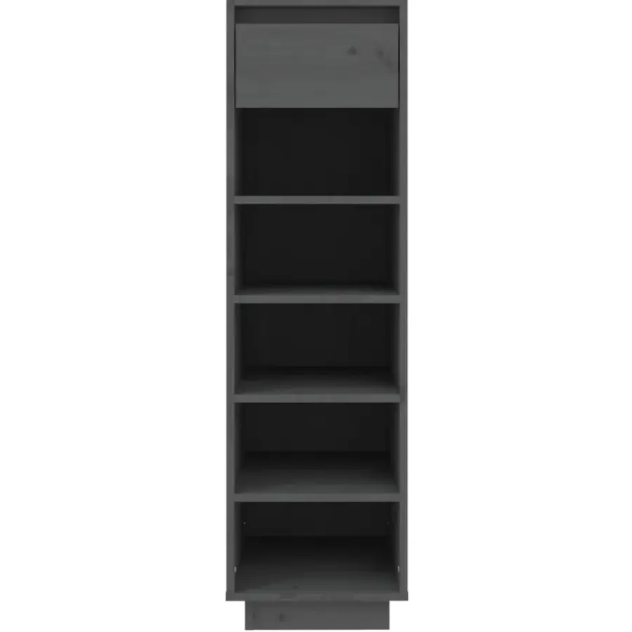 Kledingopbergers-vidaXL - Schoenenkast - Grijs - Grenenhout