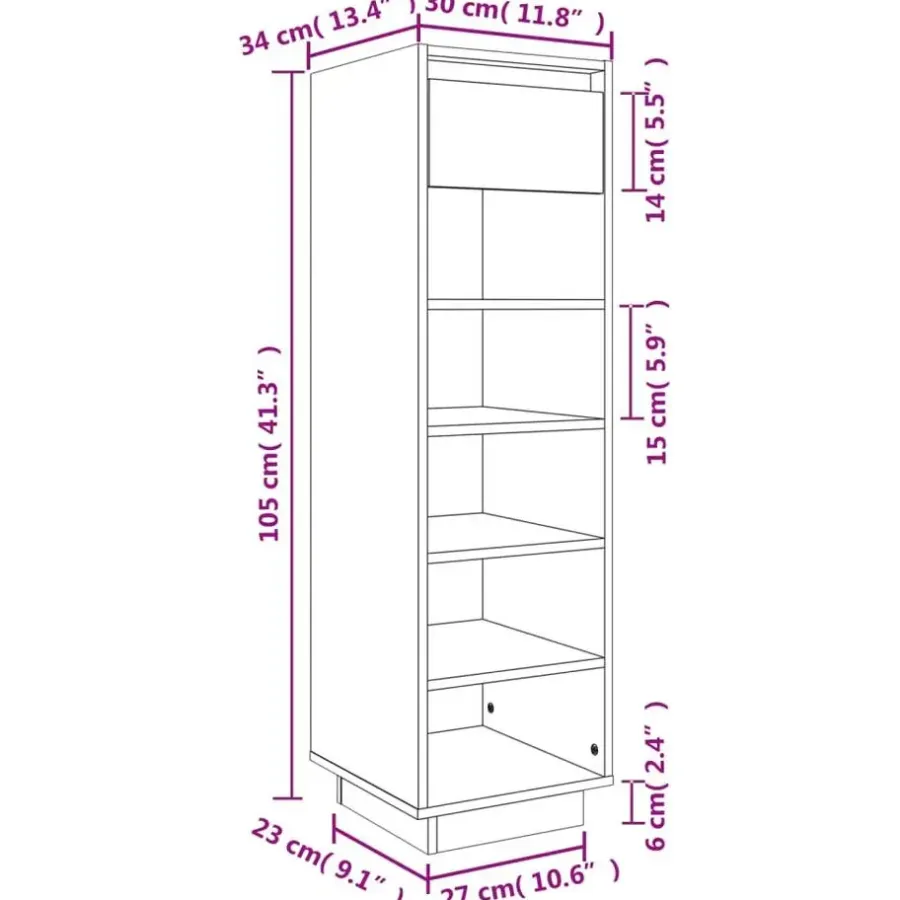 Kledingopbergers-vidaXL - Schoenenkast - Grijs - Grenenhout