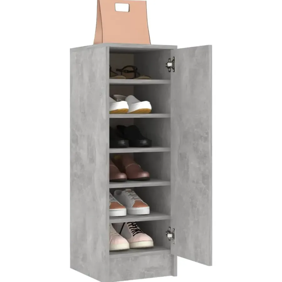 Schoenenkasten-vidaXL - Schoenenkast - Grijs - Bewerkt hout - 31.5 x 35 x 92 cm