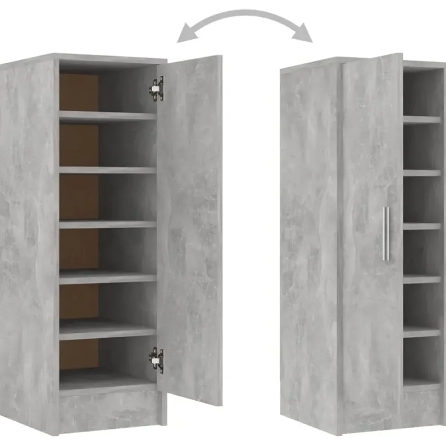 Schoenenkasten-vidaXL - Schoenenkast - Grijs - Bewerkt hout - 31.5 x 35 x 92 cm