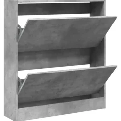 vidaXL - Schoenenkast 6 paar met 2 kleppen - Betongrijs - Hout - 80x21x87.5 cm