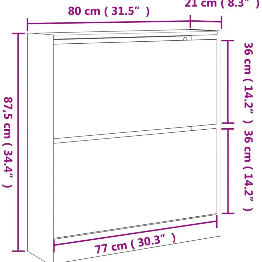 vidaXL - Schoenenkast 6 paar met 2 kleppen - Betongrijs - Hout - 80x21x87.5 cm