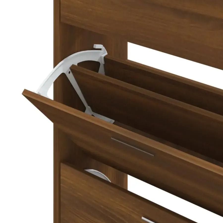 Schoenenkasten-vidaXL - Schoenenkast 6 paar met 3 kleppen - Bruin eiken - Hout - 63x24x103 cm