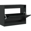 vidaXL - Schoenenkast 3 paar met 1 klep - Zwart - Bewerkt hout - 80x34x63 cm