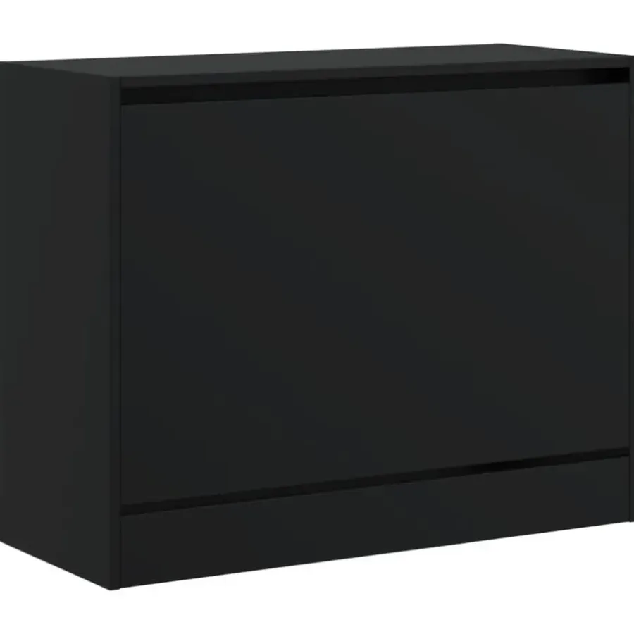 vidaXL - Schoenenkast 3 paar met 1 klep - Zwart - Bewerkt hout - 80x34x63 cm