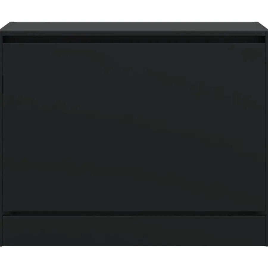 vidaXL - Schoenenkast 3 paar met 1 klep - Zwart - Bewerkt hout - 80x34x63 cm
