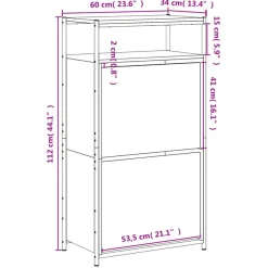 vidaXL - Schoenenkast 6 paar met 2 kleppen - Sonoma eiken - Hout - 60x34x112 cm