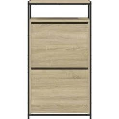 vidaXL - Schoenenkast 6 paar met 2 kleppen - Sonoma eiken - Hout - 60x34x112 cm