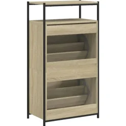 vidaXL - Schoenenkast 6 paar met 2 kleppen - Sonoma eiken - Hout - 60x34x112 cm