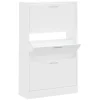 Schoenenkasten-vidaXL - Schoenenkast 6 paar met 3 kleppen - Wit - Bewerkt hout - 63x24x103 cm