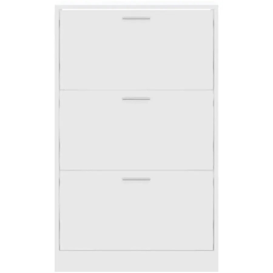 Schoenenkasten-vidaXL - Schoenenkast 6 paar met 3 kleppen - Wit - Bewerkt hout - 63x24x103 cm
