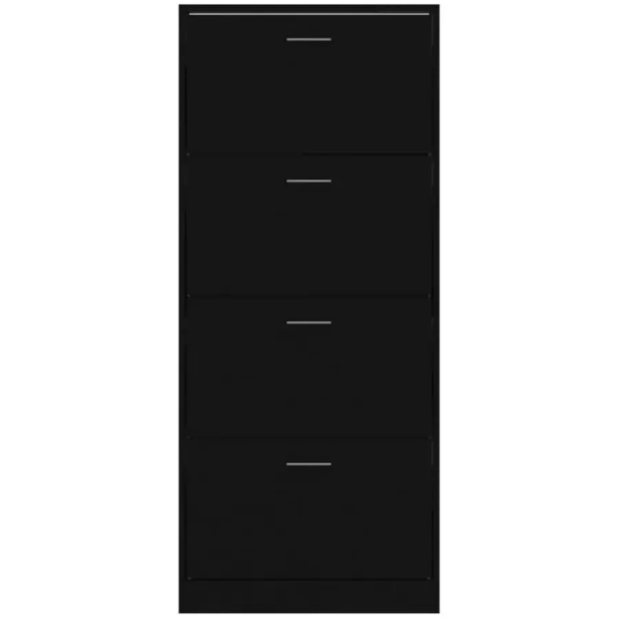 vidaXL - Schoenenkast 8 paar met 4 kleppen - Zwart - Bewerkt hout - 63x24x147 cm