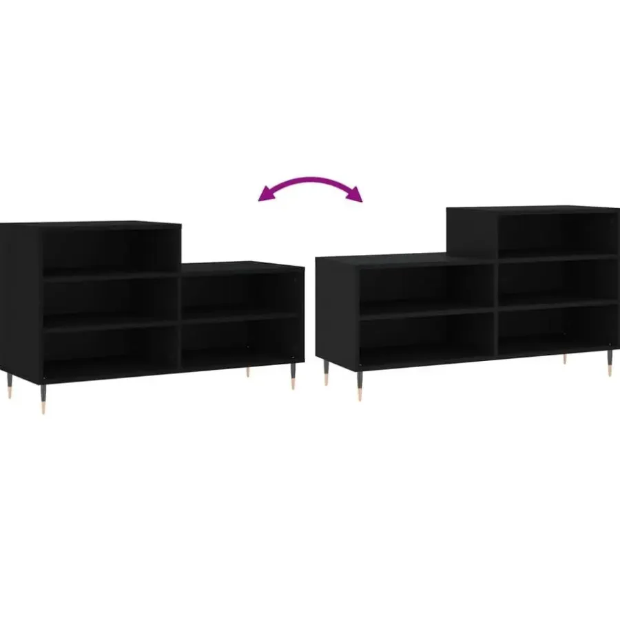 vidaXL - Schoenenkast 10 paar met metalen poten - Zwart - Hout - 102x36x60 cm