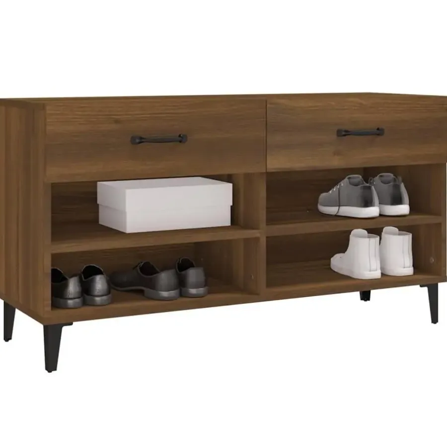 vidaXL - Schoenenkast 8 paar met 2 lades - Bruin eiken - Hout - 102x35x55 cm