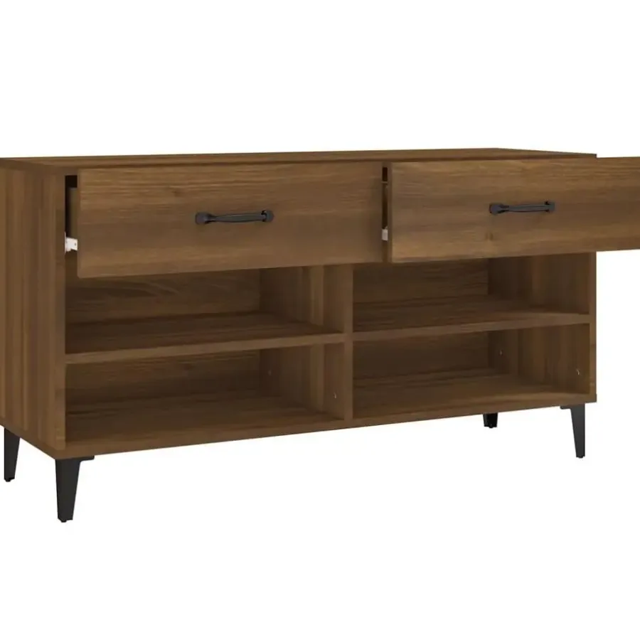 vidaXL - Schoenenkast 8 paar met 2 lades - Bruin eiken - Hout - 102x35x55 cm