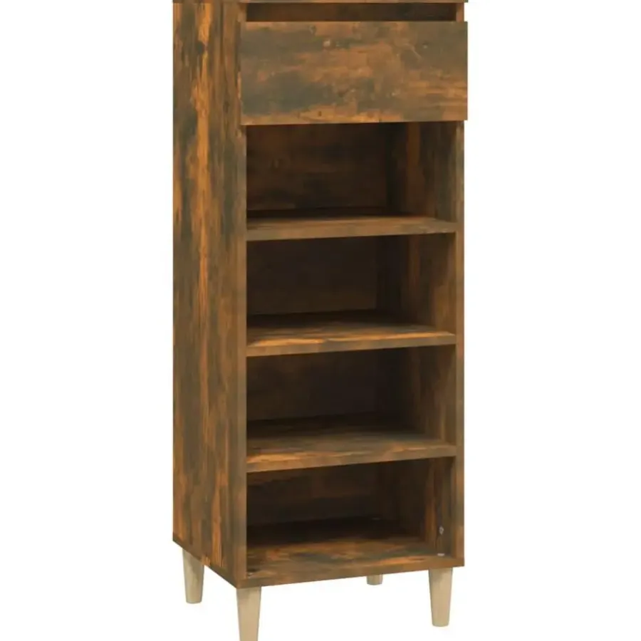 vidaXL - Schoenenkast 4 paar met lade - Gerookt eiken - Hout - 40x36x105 cm