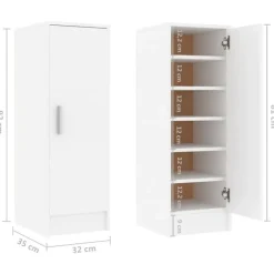 vidaXL - Schoenenkast - Wit - Bewerkt hout - 31.5 x 35 x 92 cm