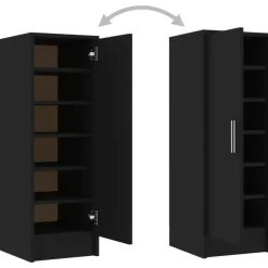 vidaXL - Schoenenkast - Zwart - Bewerkt hout - 31.5 x 35 x 92 cm