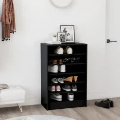 vidaXL - Schoenenkast - Zwart - Bewerkt hout