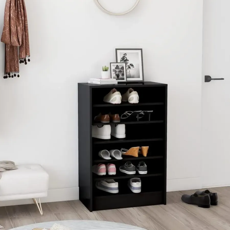 vidaXL - Schoenenkast - Zwart - Bewerkt hout