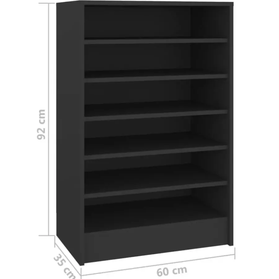 vidaXL - Schoenenkast - Zwart - Bewerkt hout