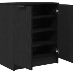 Schoenenkasten-vidaXL - Schoenenkast met 2 deuren - Zwart eiken - Bewerkt hout - 59x35x70 cm