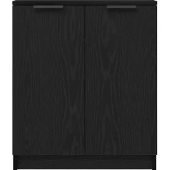 Schoenenkasten-vidaXL - Schoenenkast met 2 deuren - Zwart eiken - Bewerkt hout - 59x35x70 cm